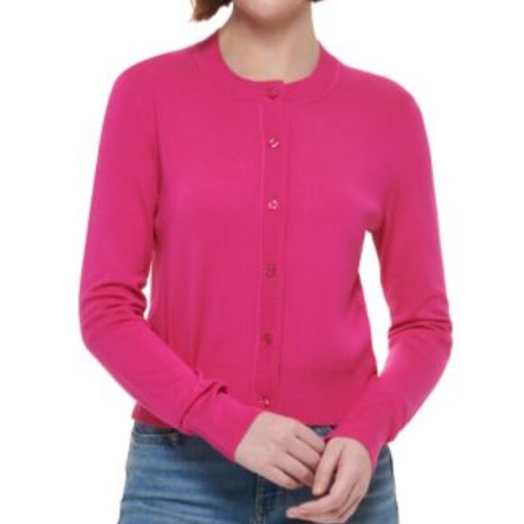 Sutton Cashmere Hot Pink Button Cardgian - Picture 1 of 9